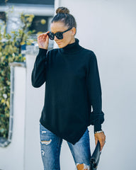 Skyscraper Asymmetrical Turtleneck Sweater - Black - FINAL SALE Ins Street