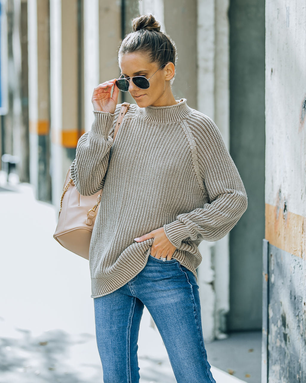 Bellanie Cotton Blend Knit Sweater - Dark Taupe - FINAL SALE InsStreet