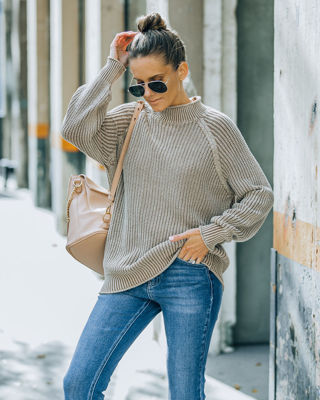 Bellanie Cotton Blend Knit Sweater - Dark Taupe - FINAL SALE InsStreet