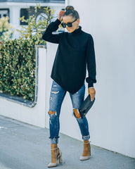 Skyscraper Asymmetrical Turtleneck Sweater - Black - FINAL SALE Ins Street