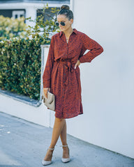 Bubby Printed Button Down Midi Shirt Dress - Rust - FINAL SALE Ins Street