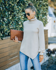 Skyscraper Asymmetrical Turtleneck Sweater - Cream - FINAL SALE Ins Street