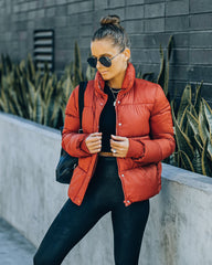 Sugar Bowl Pocketed Puffer Jacket - Brick Ins Street