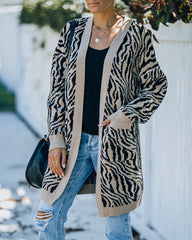 Saddle Up Pocketed Zebra Cardigan Ins Street