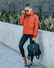 Sugar Bowl Pocketed Puffer Jacket - Brick Ins Street