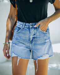 Dollie High Rise Distressed Denim Shorts Ins Street