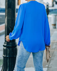 To The Fullest Split Neck Blouse - Royal Blue - FINAL SALE OLIV-001