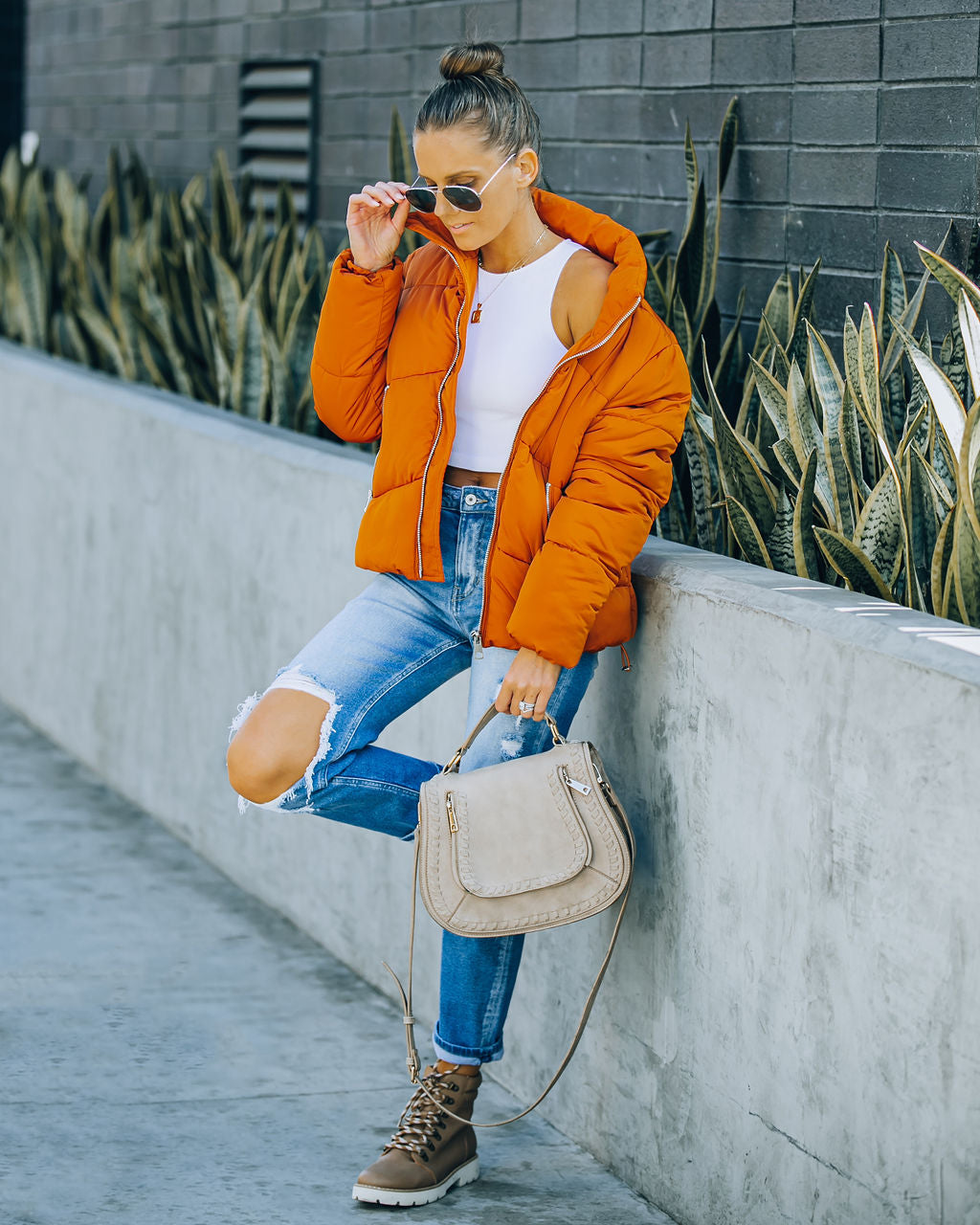 Burnt orange deals puffer jacket