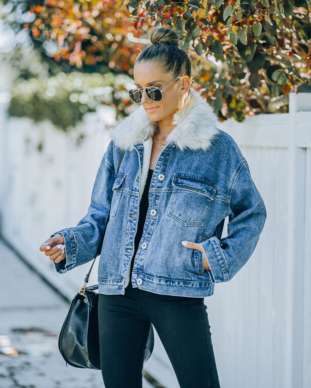 Boone Pocketed Faux Fur Denim Jacket - FINAL SALE InsStreet