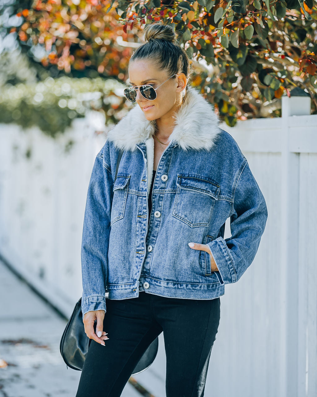 Boone Pocketed Faux Fur Denim Jacket - FINAL SALE InsStreet