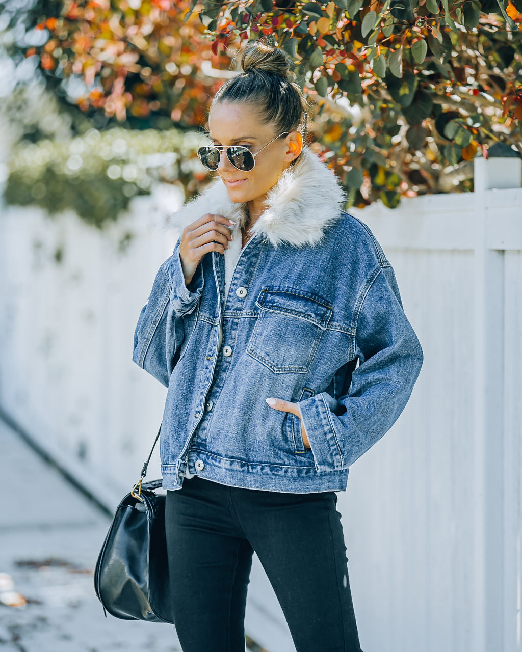 Boone Pocketed Faux Fur Denim Jacket - FINAL SALE InsStreet