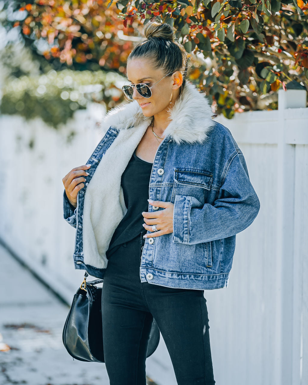 Boone Pocketed Faux Fur Denim Jacket - FINAL SALE InsStreet