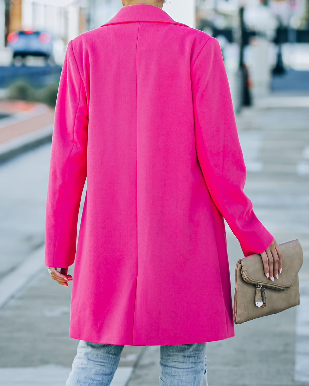 Frisco Pocketed Coat - Hot Pink Ins Street