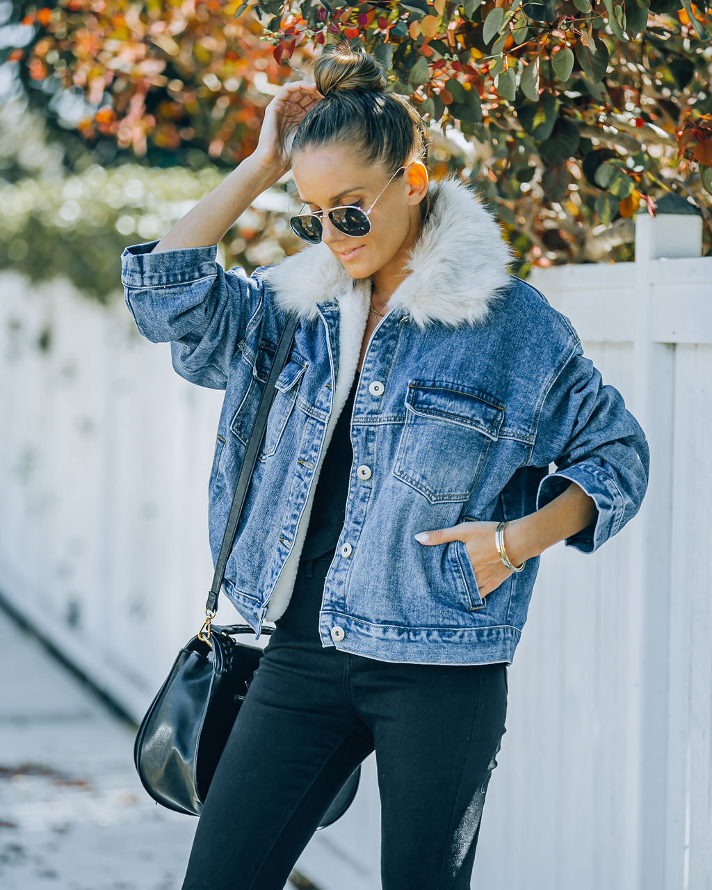 Boone Pocketed Faux Fur Denim Jacket - FINAL SALE InsStreet