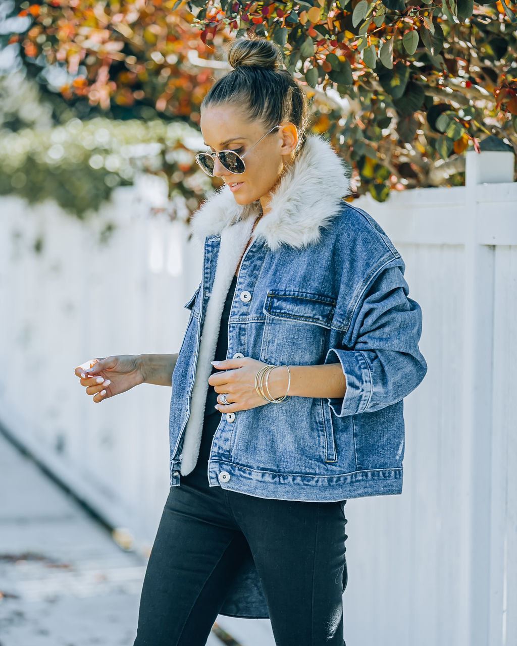 Boone Pocketed Faux Fur Denim Jacket - FINAL SALE InsStreet