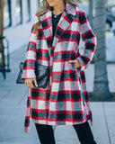 Wishful Winter Pocketed Plaid Coat - Red Ins Street