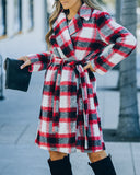 Wishful Winter Pocketed Plaid Coat - Red Ins Street