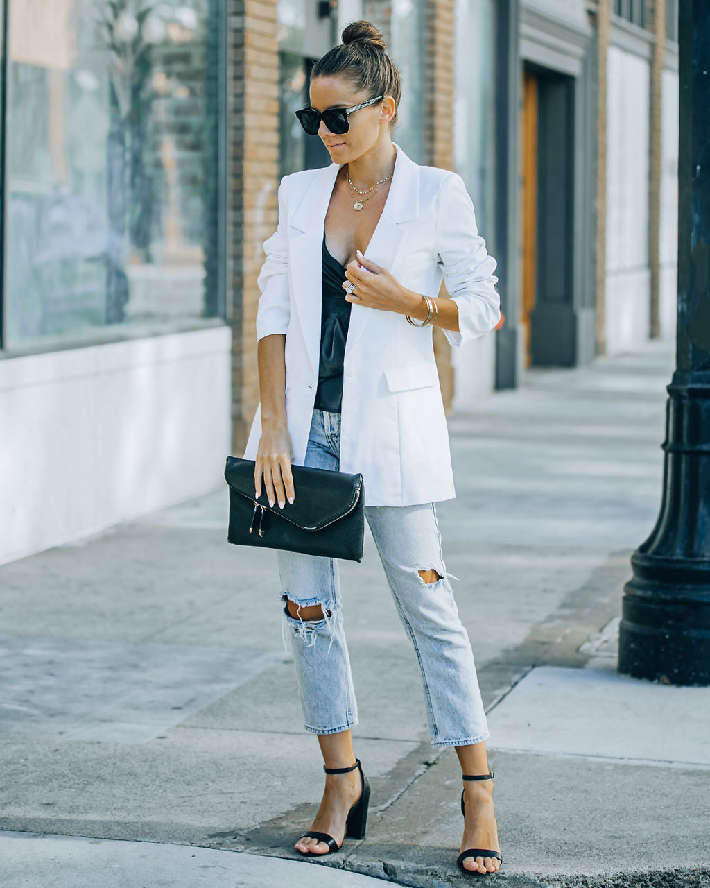 Runway Pocketed Blazer - White Ins Street