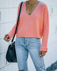 Basin Cropped Knit Sweater - Coral - FINAL SALE InsStreet