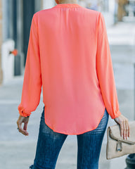 To The Fullest Split Neck Blouse - Coral - FINAL SALE OLIV-001