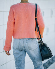 Basin Cropped Knit Sweater - Coral - FINAL SALE InsStreet