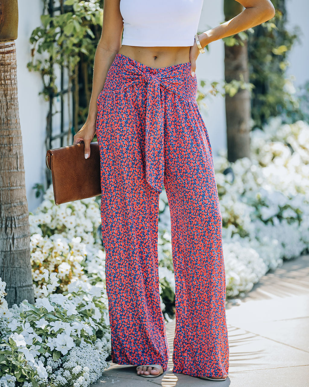 Kuta Floral High Rise Tie Front Pants Ins Street