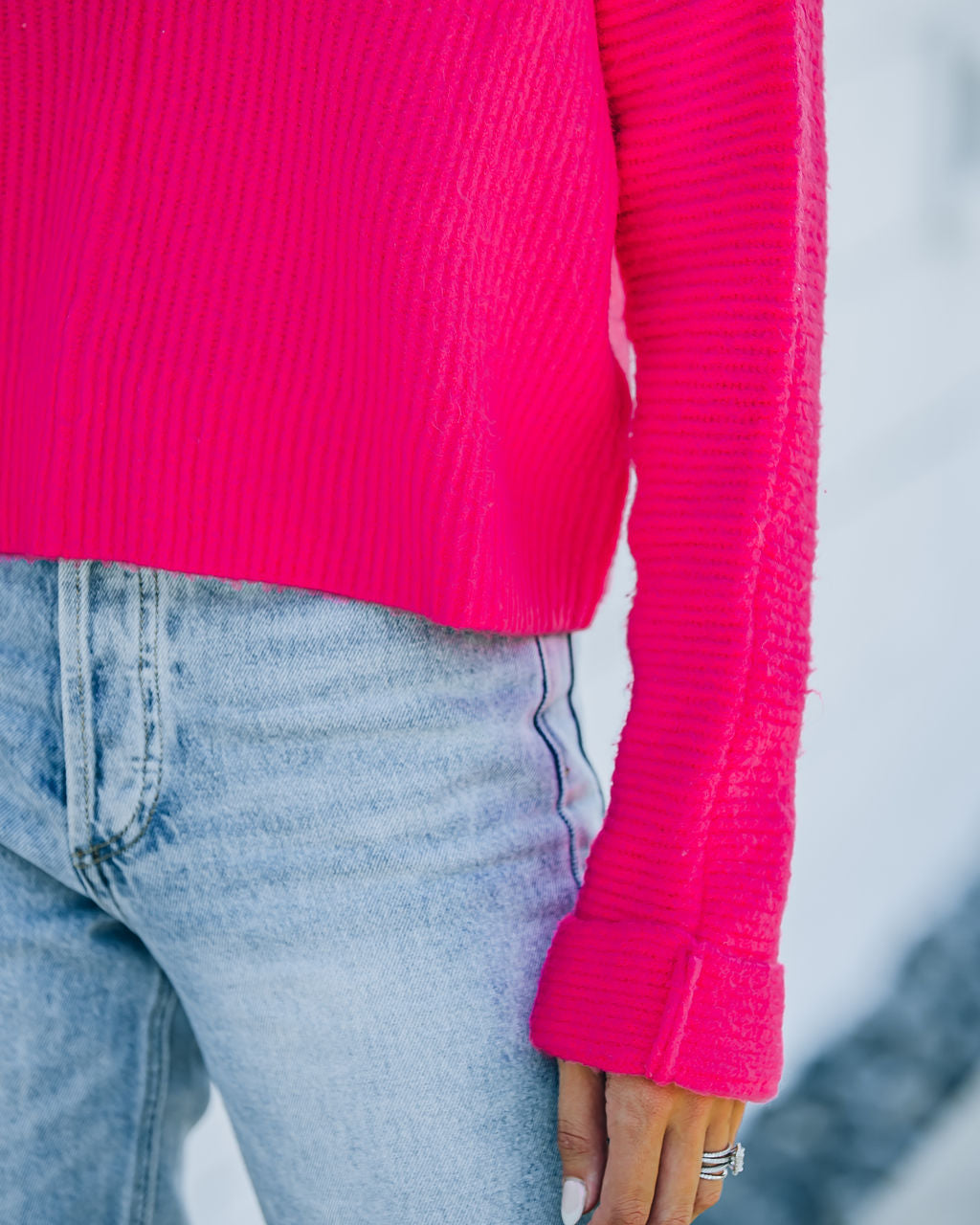 Basin Cropped Knit Sweater - Hot Pink - FINAL SALE InsStreet