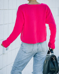 Basin Cropped Knit Sweater - Hot Pink - FINAL SALE InsStreet