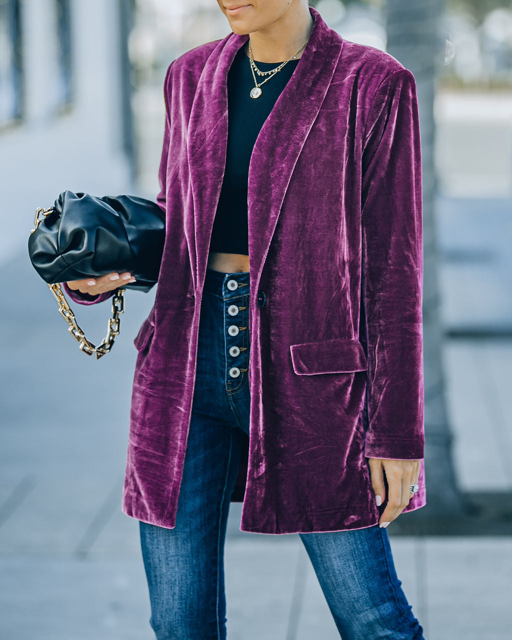 Chicest Pocketed Velvet Blazer - Purple - FINAL SALE Ins Street