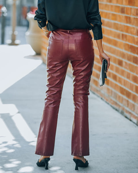 Meca High Rise Faux Leather Pants - Wine - FINAL SALE – InsStreet