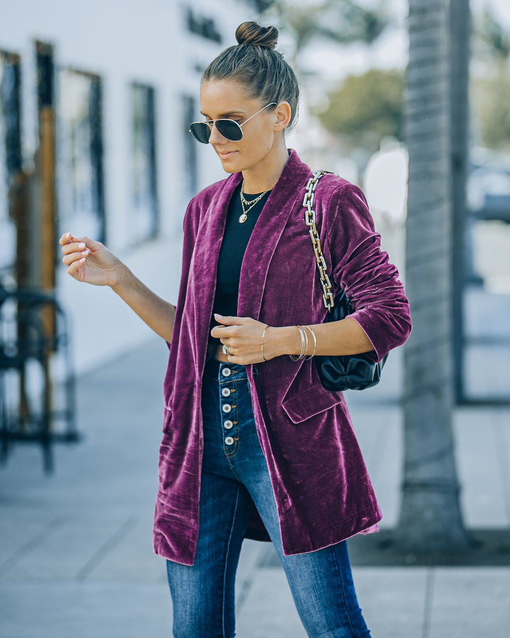 Chicest Pocketed Velvet Blazer - Purple - FINAL SALE Ins Street