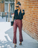 Meca High Rise Faux Leather Pants - Wine Ins Street