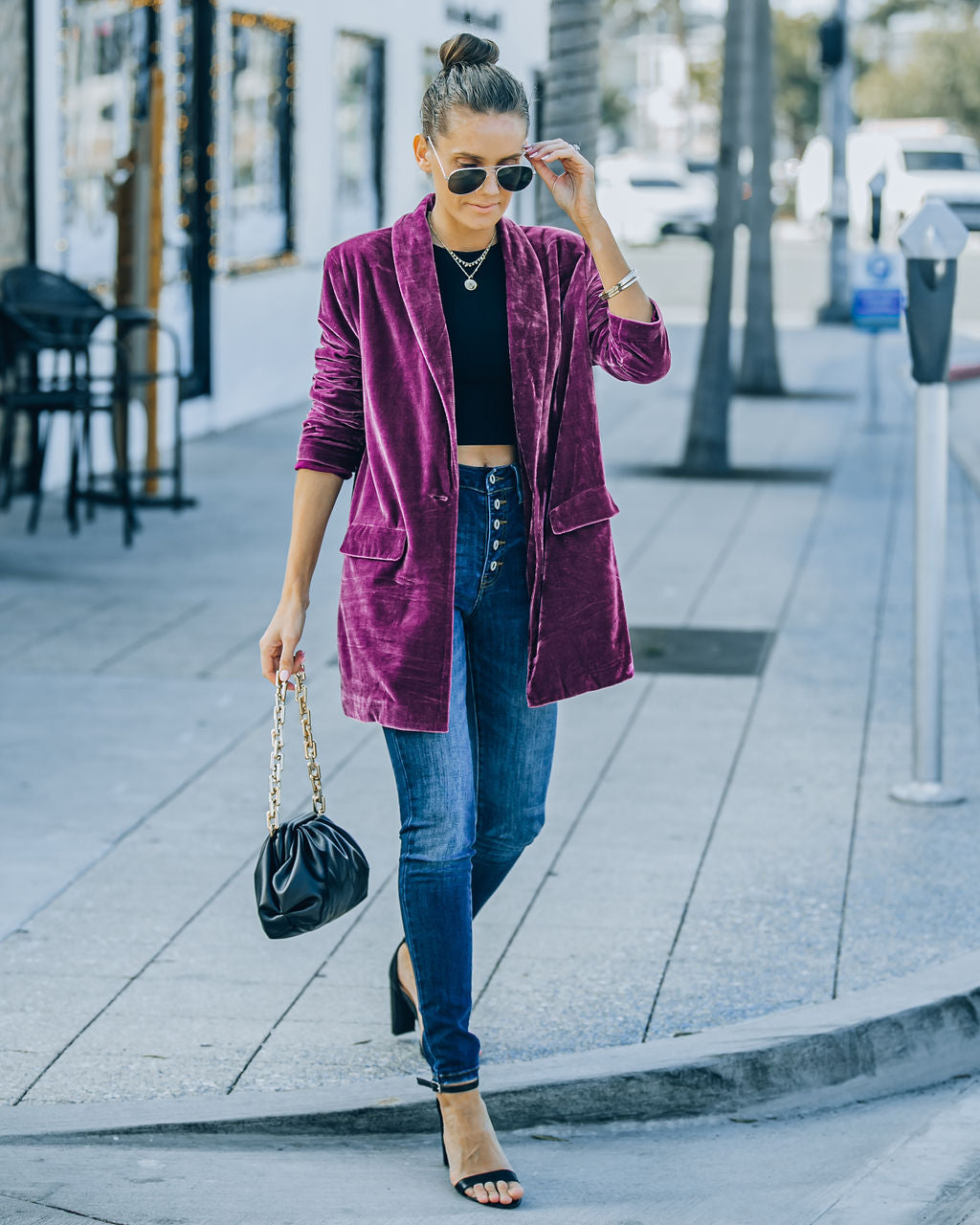 Chicest Pocketed Velvet Blazer - Purple - FINAL SALE Ins Street