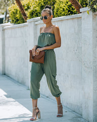 Kelly Strapless Pocketed Utility Jumpsuit - Olive Ins Street