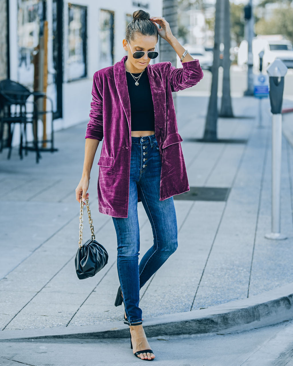 Chicest Pocketed Velvet Blazer - Purple - FINAL SALE Ins Street