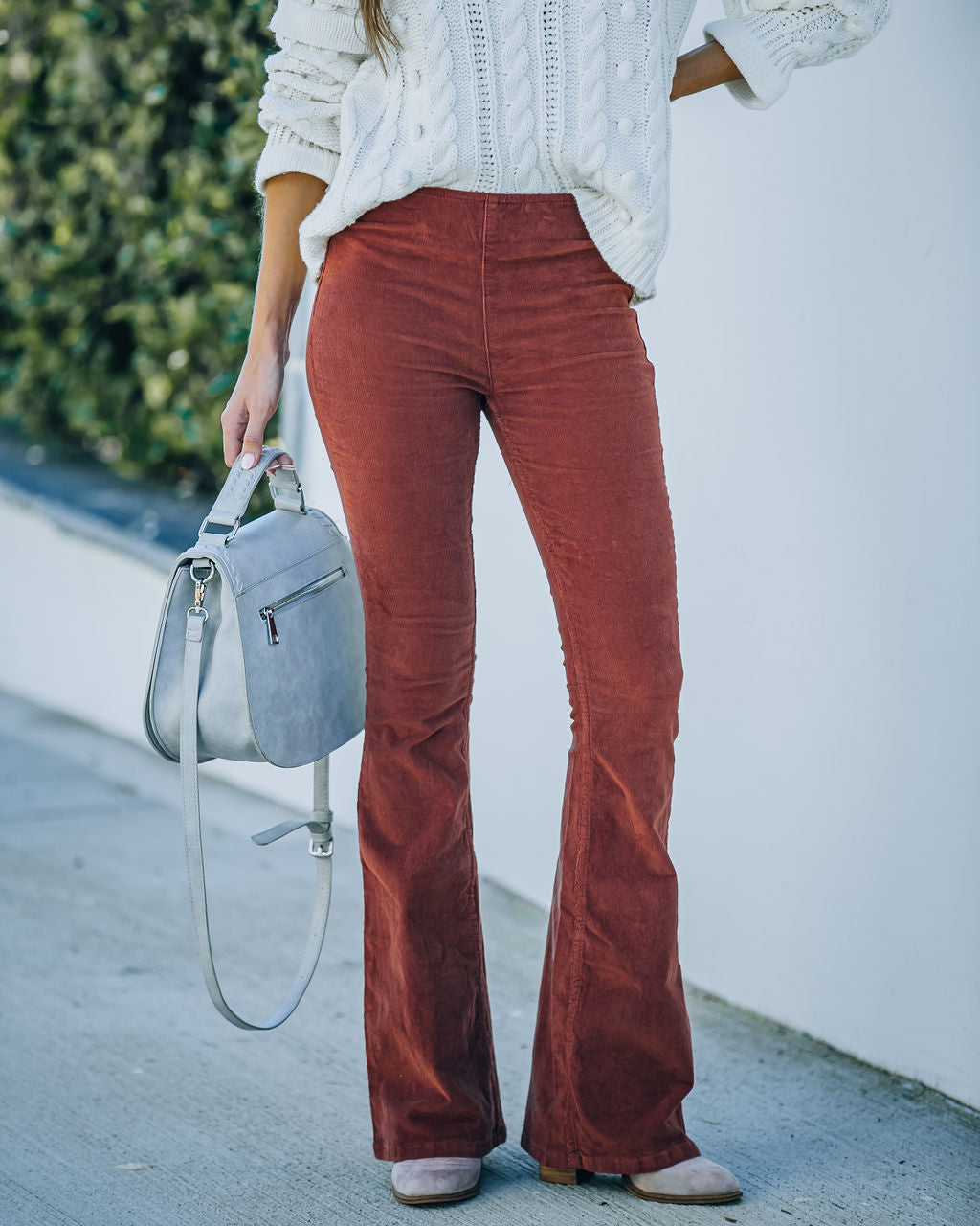 Sophie High Rise Bell Bottom Corduroy Pants - Brick Ins Street