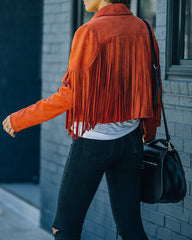 Walford Cropped Fringe Faux Suede Jacket - Rust Ins Street