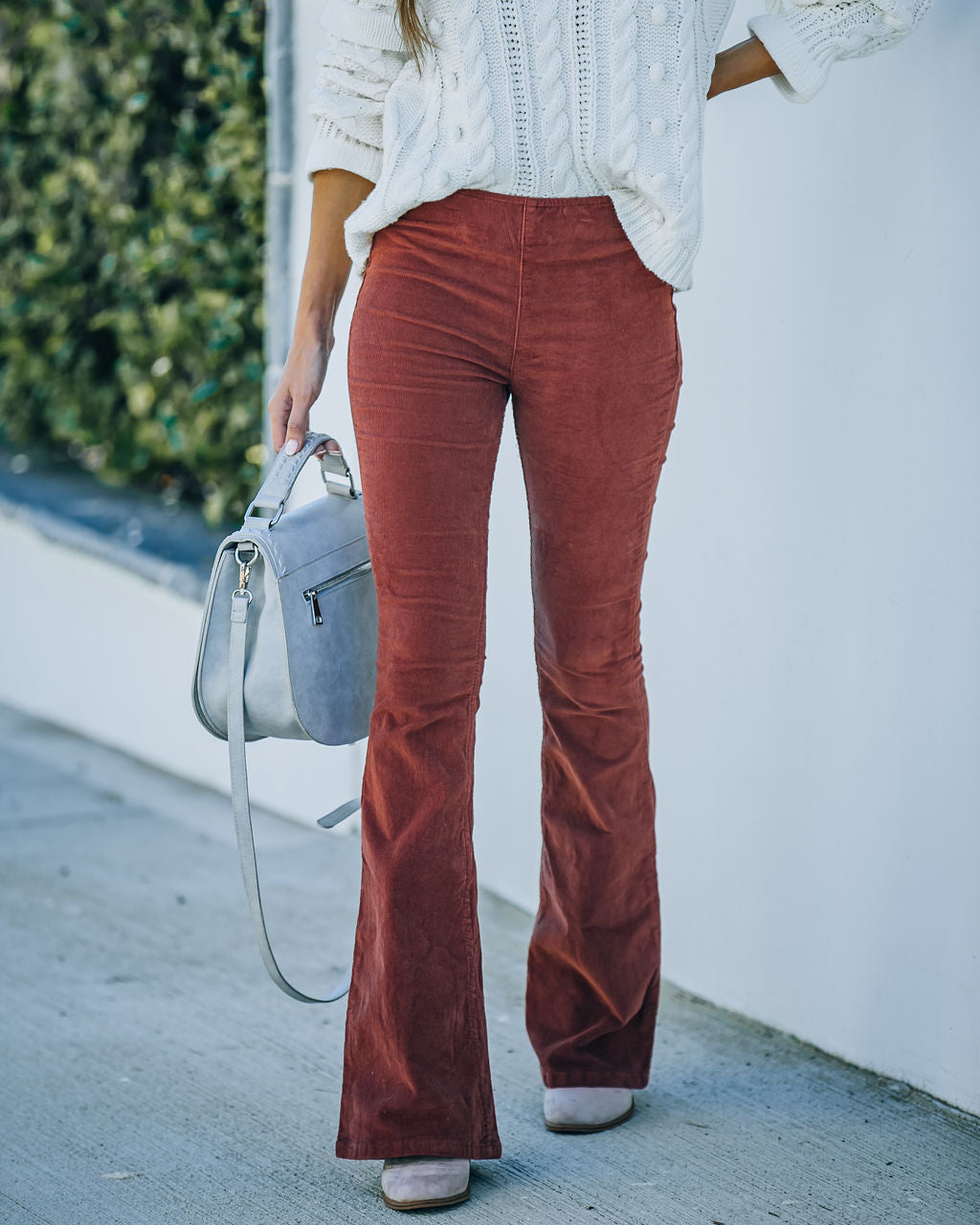 Sophie High Rise Bell Bottom Corduroy Pants - Brick Ins Street