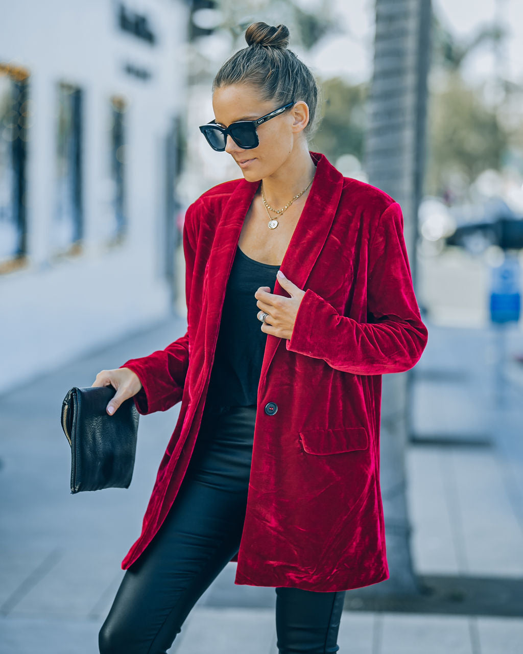 Chicest Pocketed Velvet Blazer - Wine - FINAL SALE Ins Street