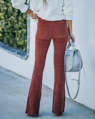 Sophie High Rise Bell Bottom Corduroy Pants - Brick Ins Street