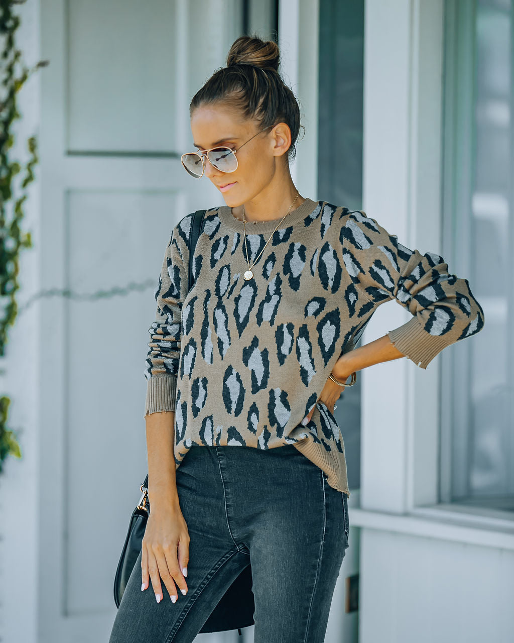 Everleigh Distressed Leopard Knit Sweater - FINAL SALE Ins Street