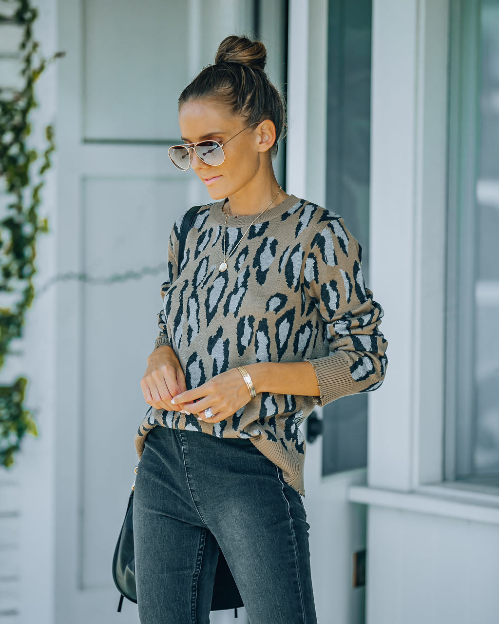 Everleigh Distressed Leopard Knit Sweater - FINAL SALE Ins Street