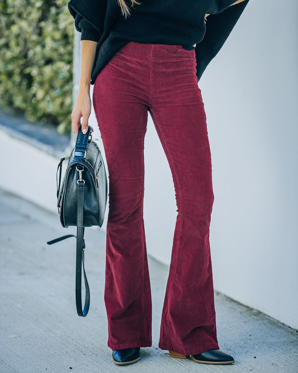 Sophie High Rise Bell Bottom Corduroy Pants - Burgundy - FINAL SALE Ins Street