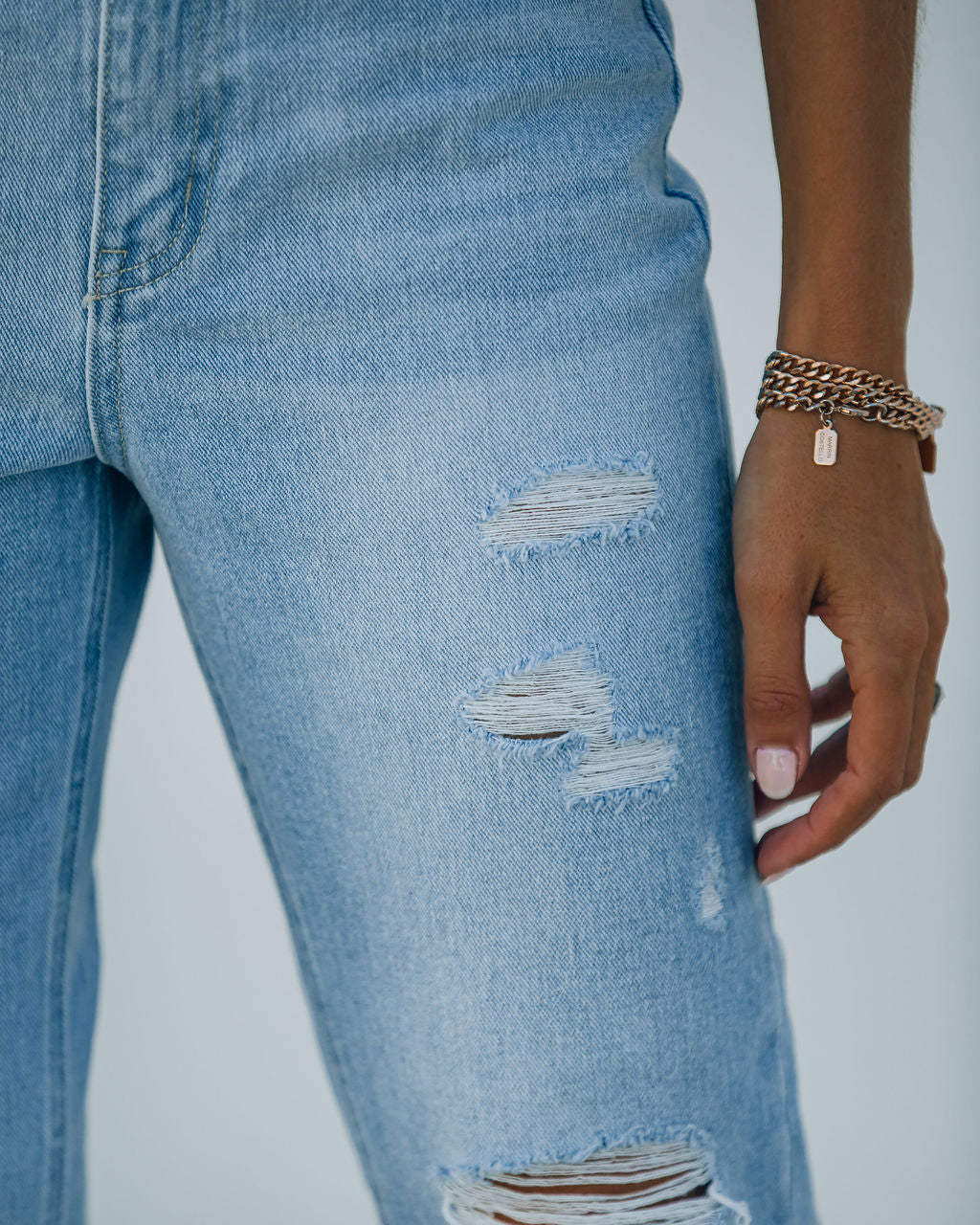 Statement High Rise Distressed Denim Ins Street