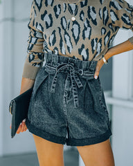 Dean Paper Bag Waist Acid Wash Denim Shorts - FINAL SALE FATE-001