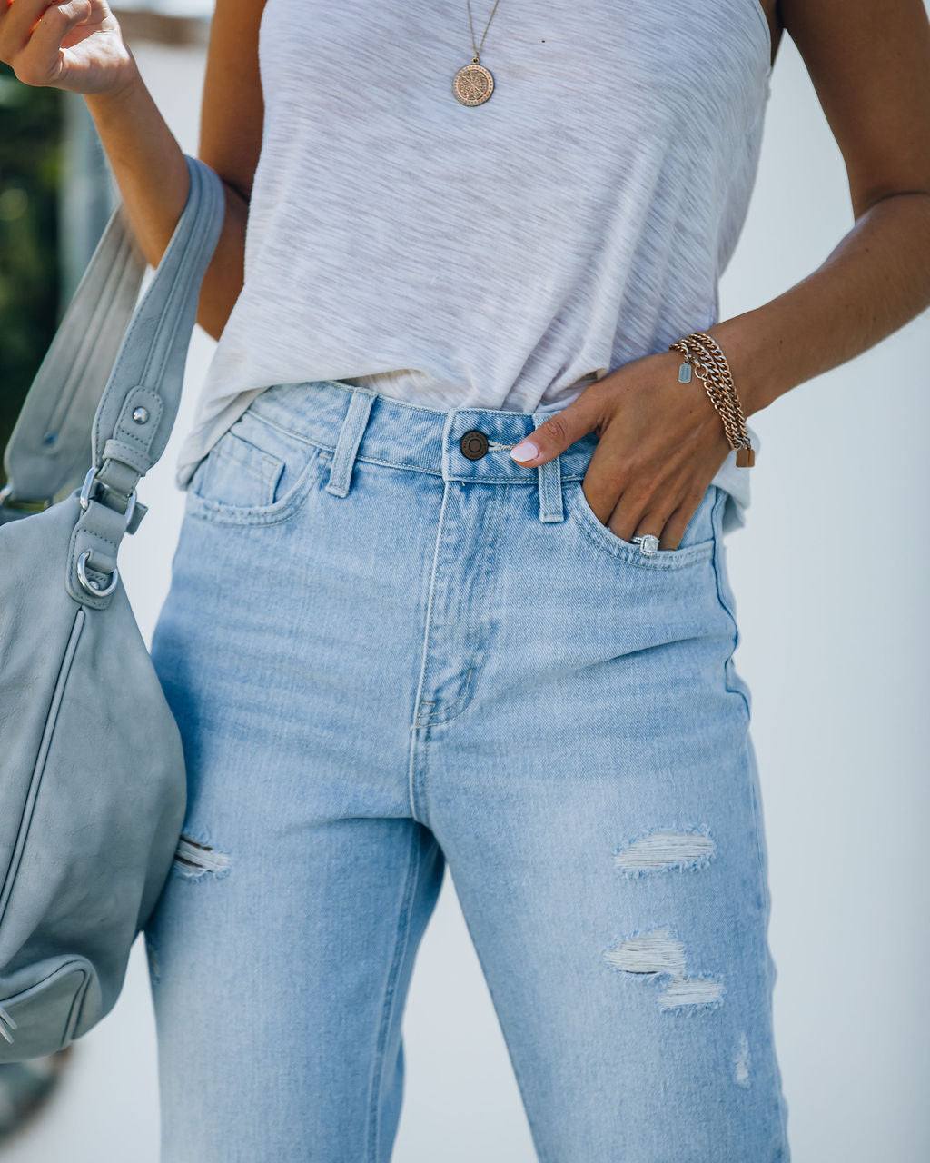 Statement High Rise Distressed Denim Ins Street