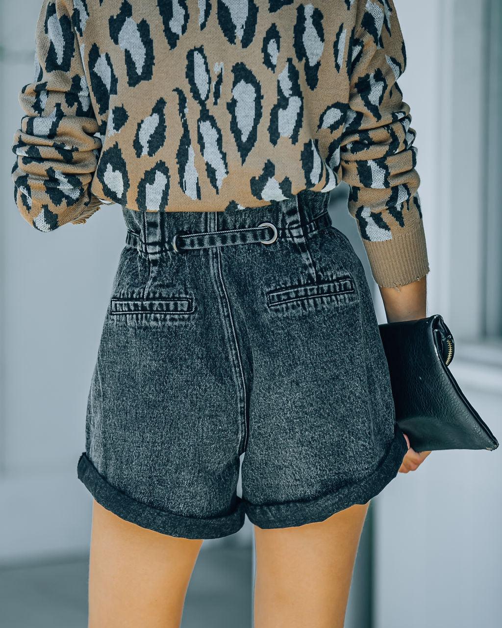 Dean Paper Bag Waist Acid Wash Denim Shorts - FINAL SALE FATE-001