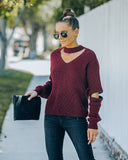 Brantley Cotton Cutout Zip Sweater - Burgundy - FINAL SALE Insstreet