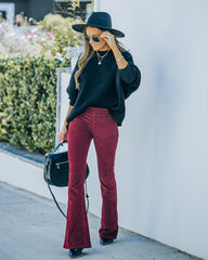 Sophie High Rise Bell Bottom Corduroy Pants - Burgundy - FINAL SALE Ins Street