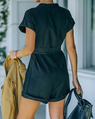 Bryana Belted Utility Romper - Black - FINAL SALE Ins Street